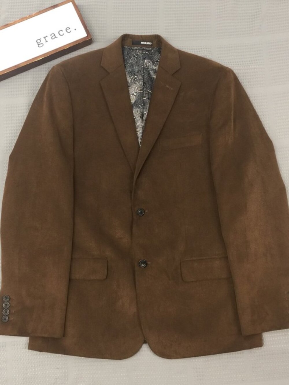 Murano Men's Velvet Blazer Chocolate Brown, Size L